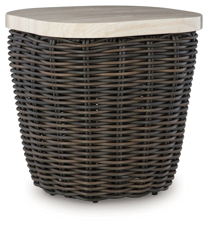 Kimora Beige/Dark Brown Outdoor End Table - P711-702