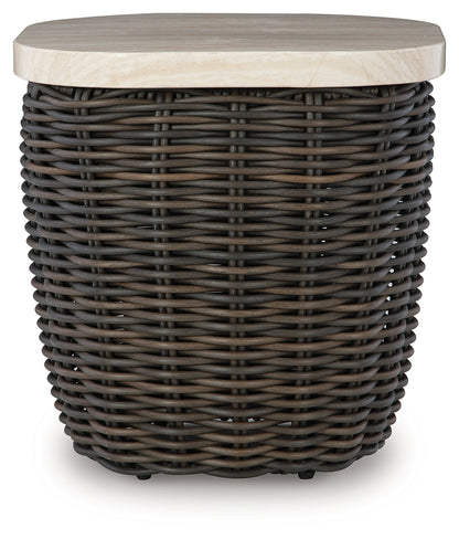 Kimora Beige/Dark Brown Outdoor End Table - P711-702