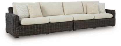 Kimora Beige/Dark Brown Outdoor Right and Left-arm Facing Loveseat with Cushion (Set of 2) - P711-854