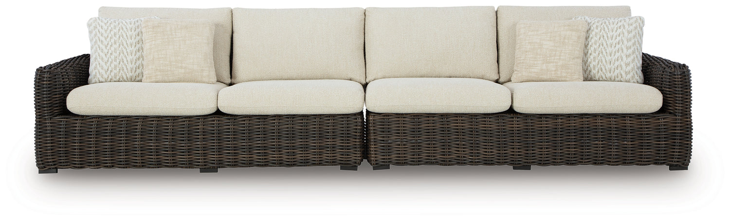 Kimora Beige/Dark Brown Outdoor Right and Left-arm Facing Loveseat with Cushion (Set of 2) - P711-854
