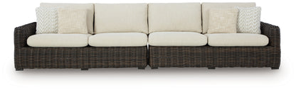 Kimora Beige/Dark Brown Outdoor Right and Left-arm Facing Loveseat with Cushion (Set of 2) - P711-854