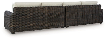 Kimora Beige/Dark Brown Outdoor Right and Left-arm Facing Loveseat with Cushion (Set of 2) - P711-854