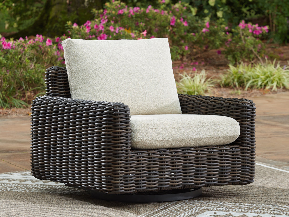 Kimora Beige/Dark Brown Outdoor Swivel Lounge Chair - P711-821