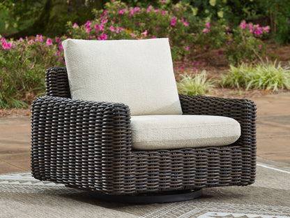 Kimora Beige/Dark Brown Outdoor Swivel Lounge Chair - P711-821