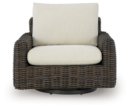 Kimora Beige/Dark Brown Outdoor Swivel Lounge Chair - P711-821