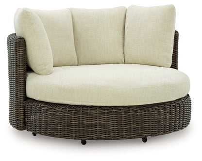 Kimora Beige/Dark Brown Outdoor Swivel Lounge Chair with Cushion - P711-810