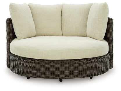 Kimora Beige/Dark Brown Outdoor Swivel Lounge Chair with Cushion - P711-810
