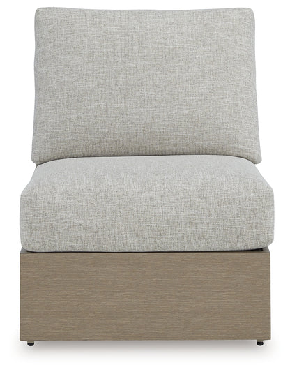 Kimpton Isle Brown/Beige Outdoor Armless Chair with Cushion - P704-846