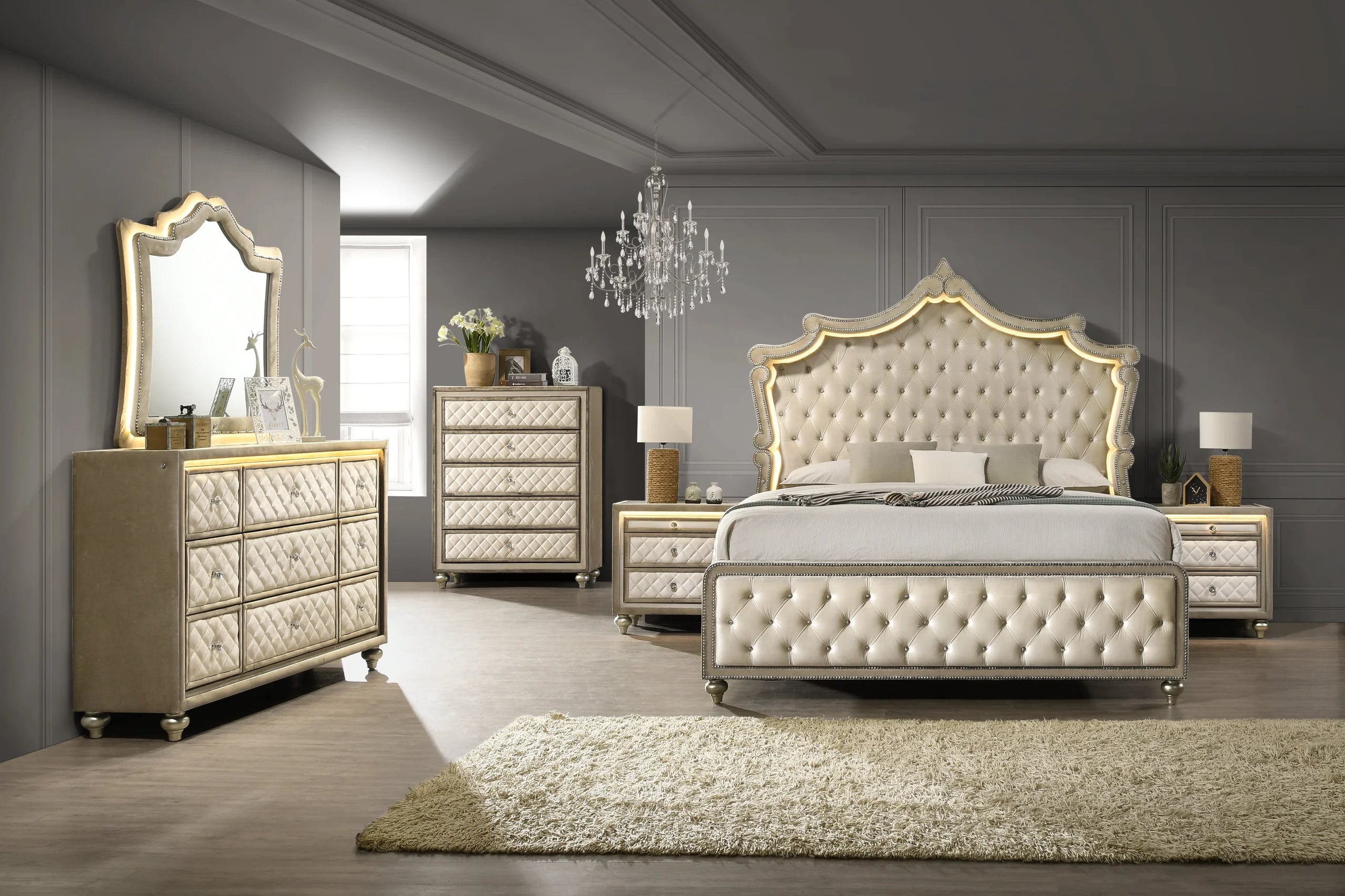 Kingdom 4PC OR 5PC Set - Queen, King *5PC QUEEN - Kingdom Bedroom Set 5PC QUEEN