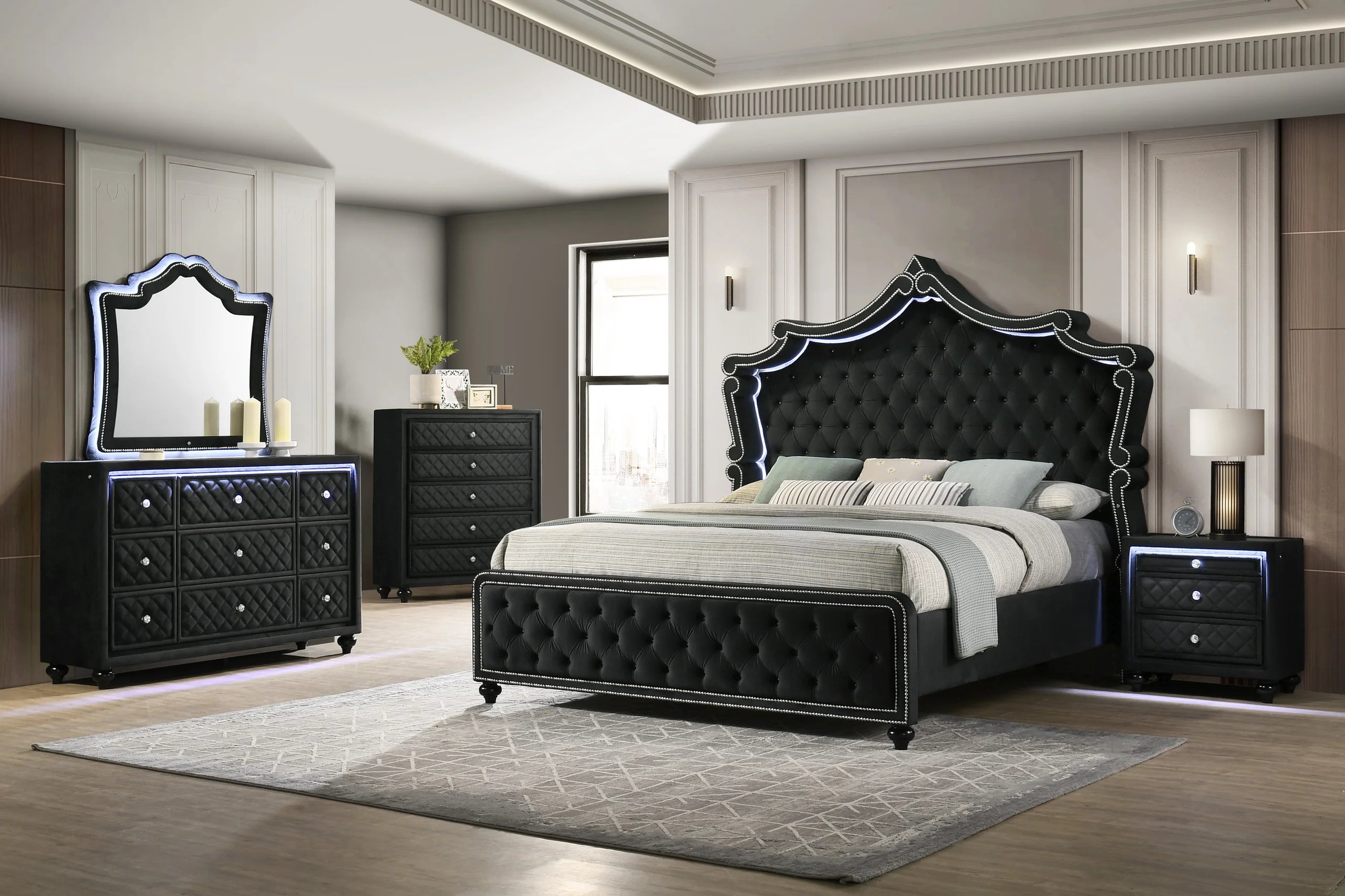 Kingdom Black 4PC OR 5PC Set - Queen, King *5PC QUEEN - Kingdom Black 5PC QUEEN