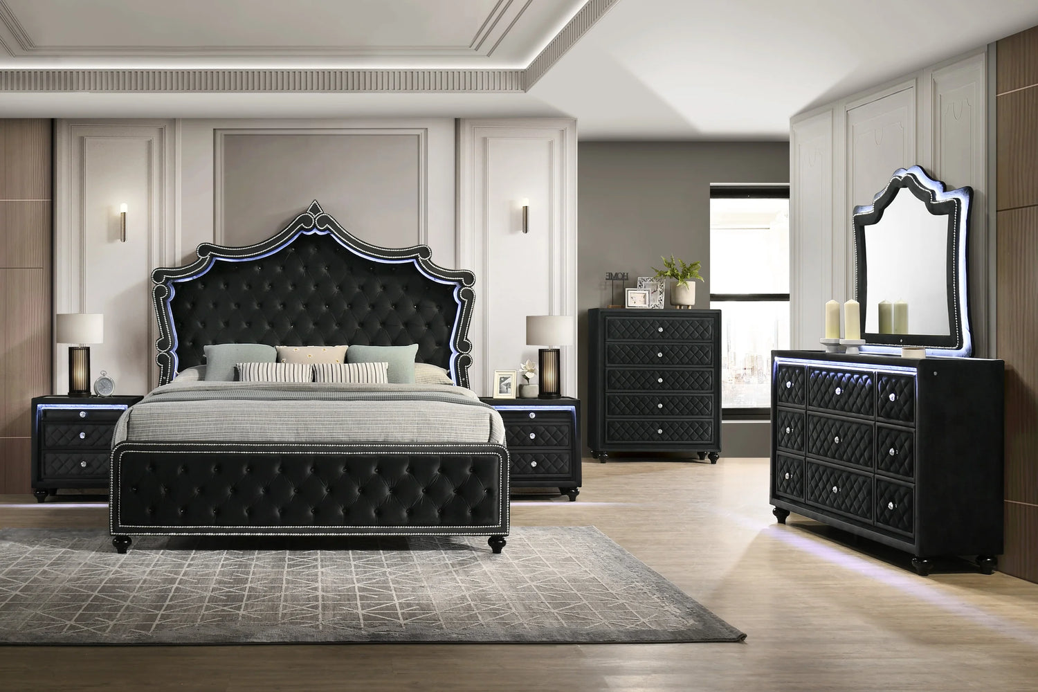 Kingdom Black 4PC OR 5PC Set - Queen, King *5PC QUEEN - Kingdom Black 5PC QUEEN