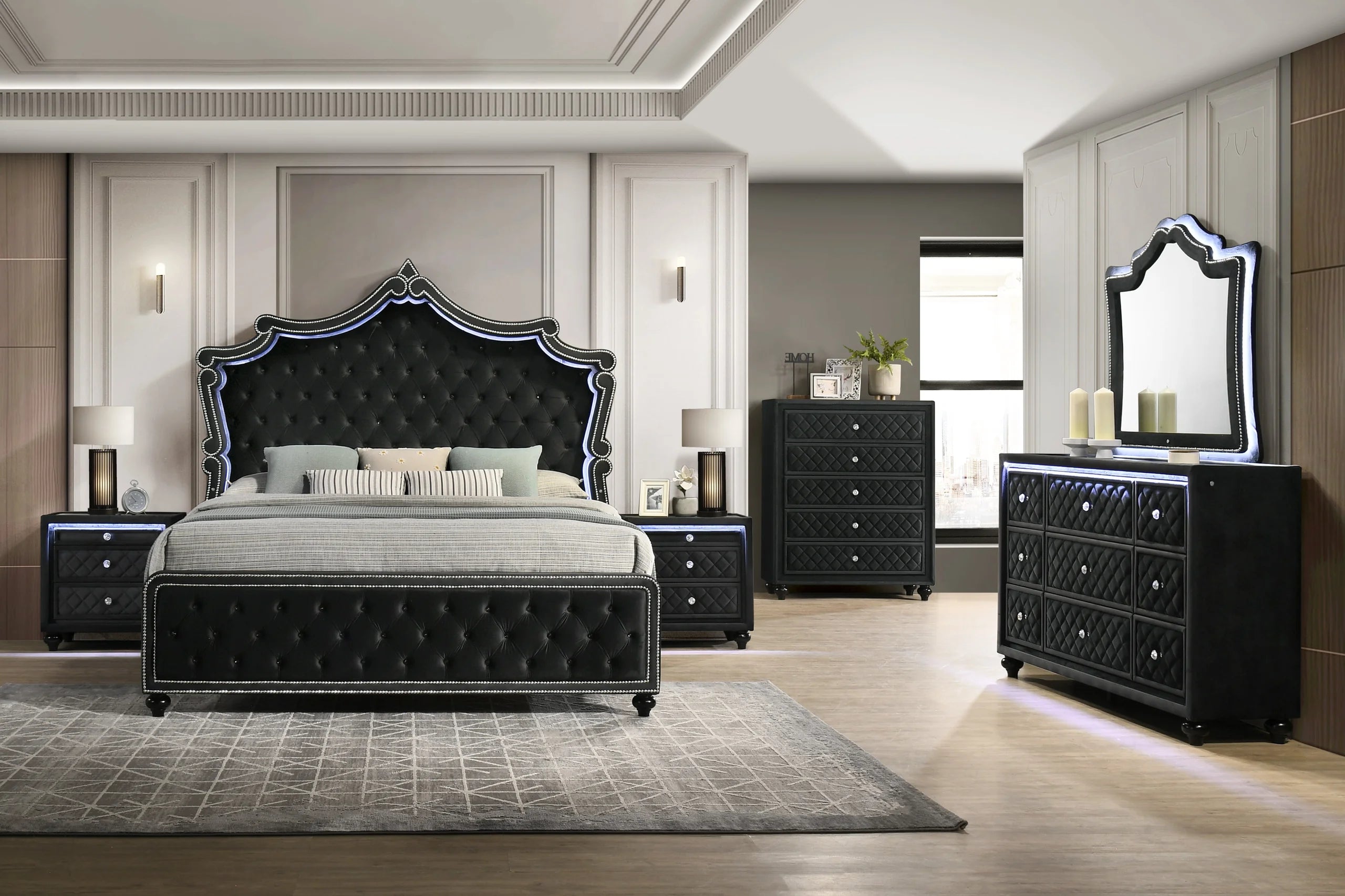 Kingdom Black 4PC OR 5PC Set - Queen, King *5PC QUEEN - Kingdom Black 5PC QUEEN