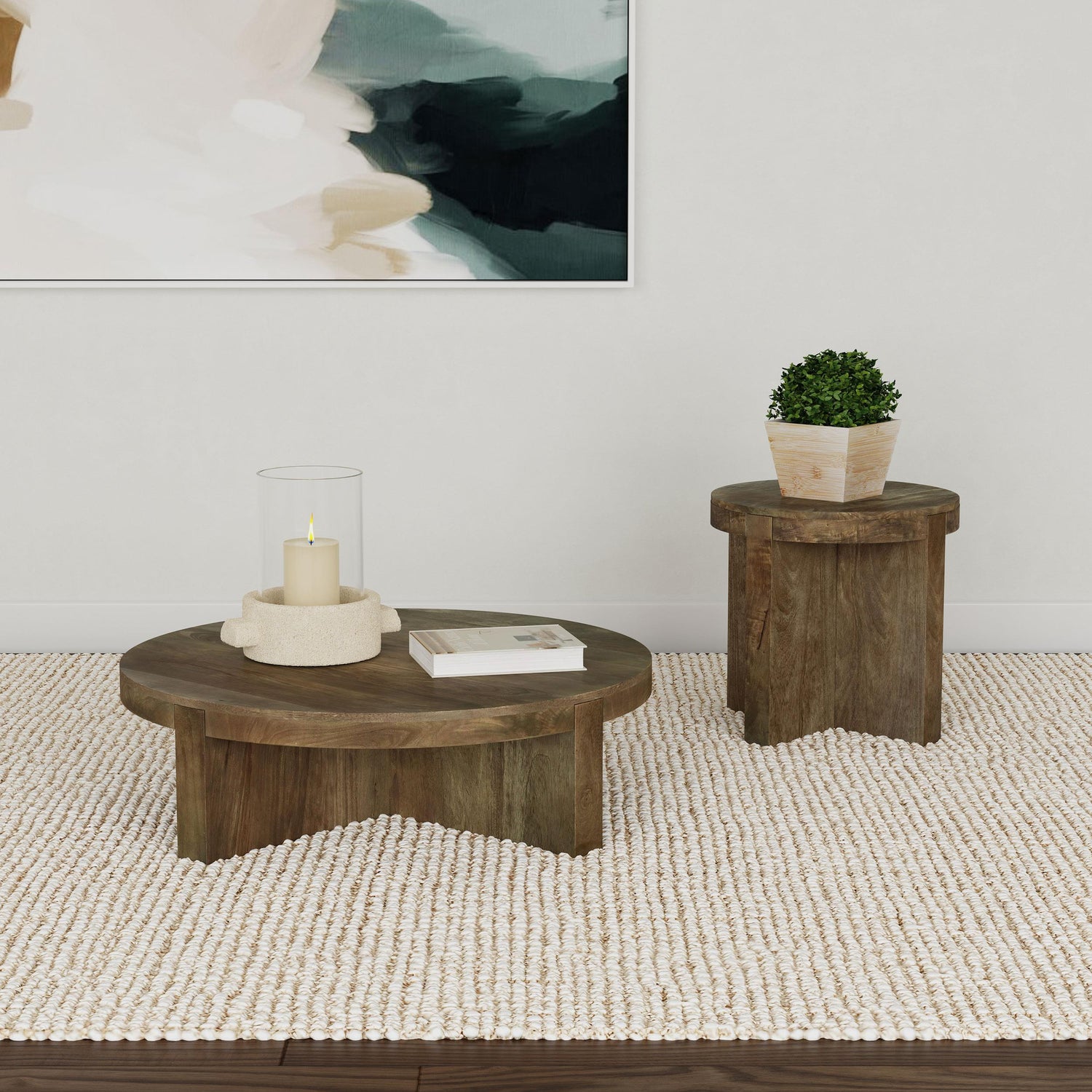 Kinkaid 2-piece Solid Wood Coffee and End Table Set Brown - 710138-S2