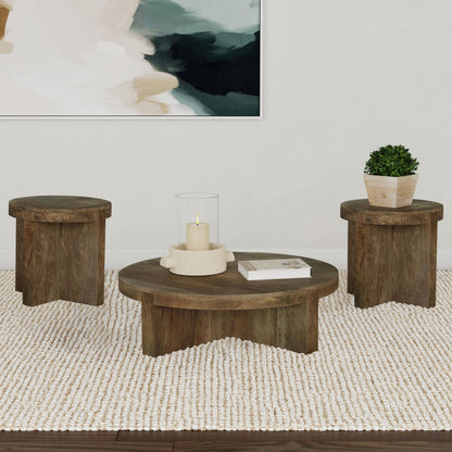 Kinkaid 3-piece Solid Wood Coffee and End Table Set Brown - 710138-S3