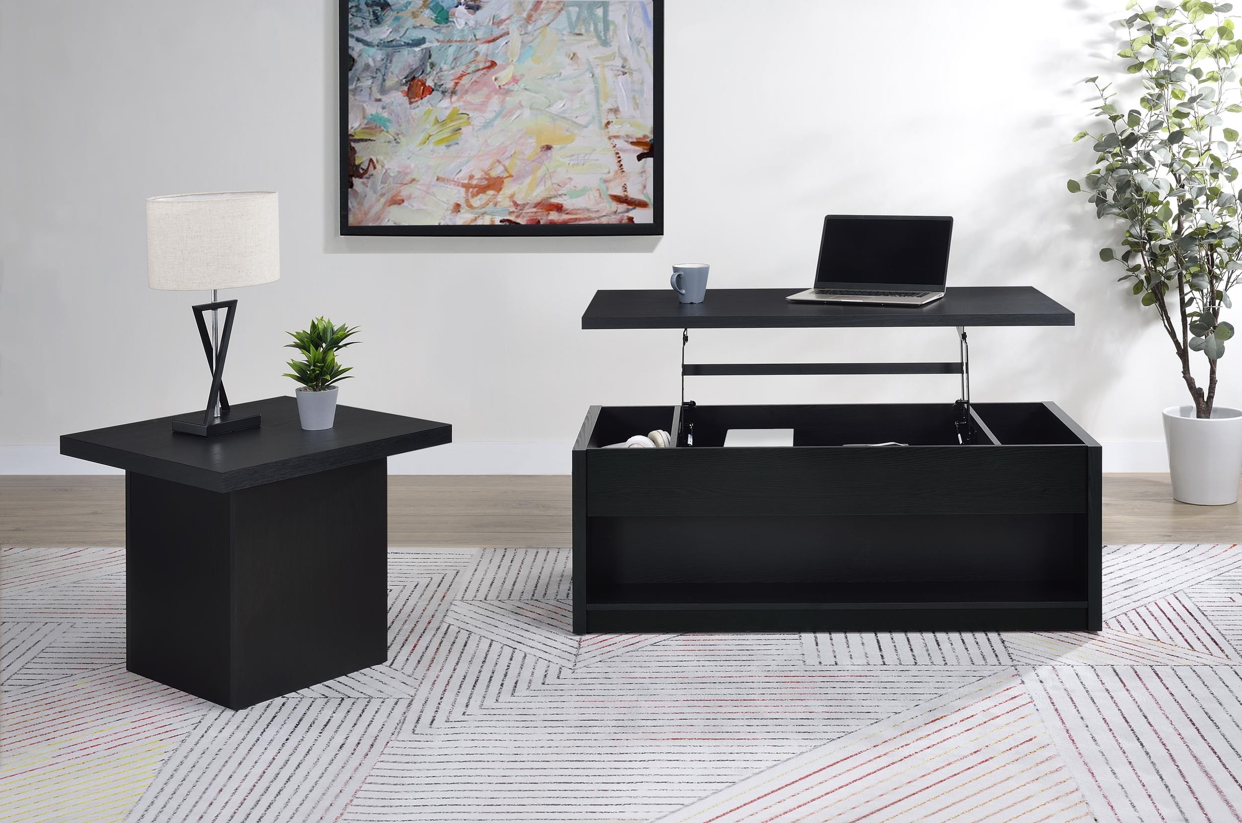 Knapp Lift Top Cocktail Coffee Table with Dual Drawers Black - 706228