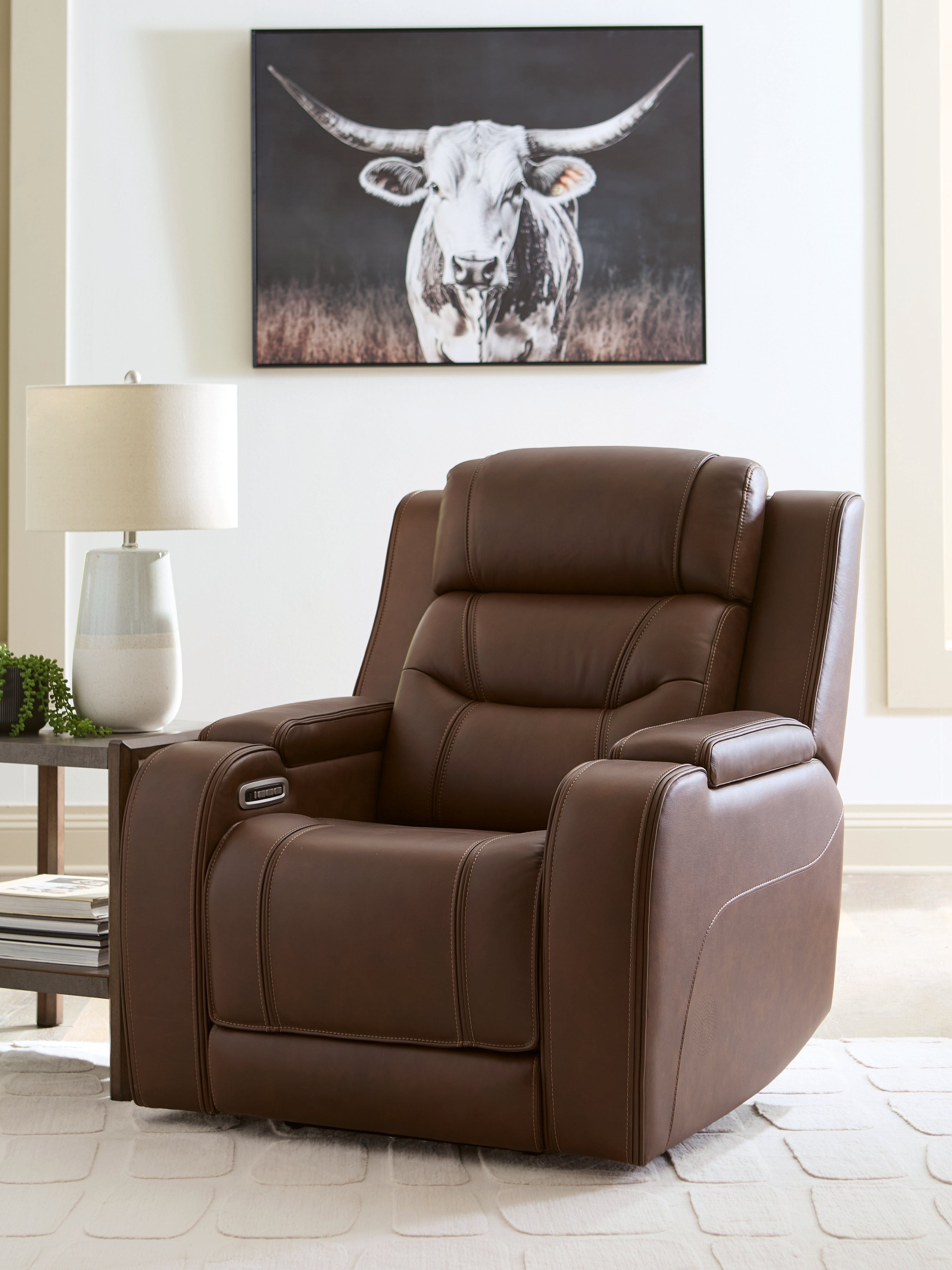 Knightington Brown Power Recliner with Audio Seating - PCU1160213A