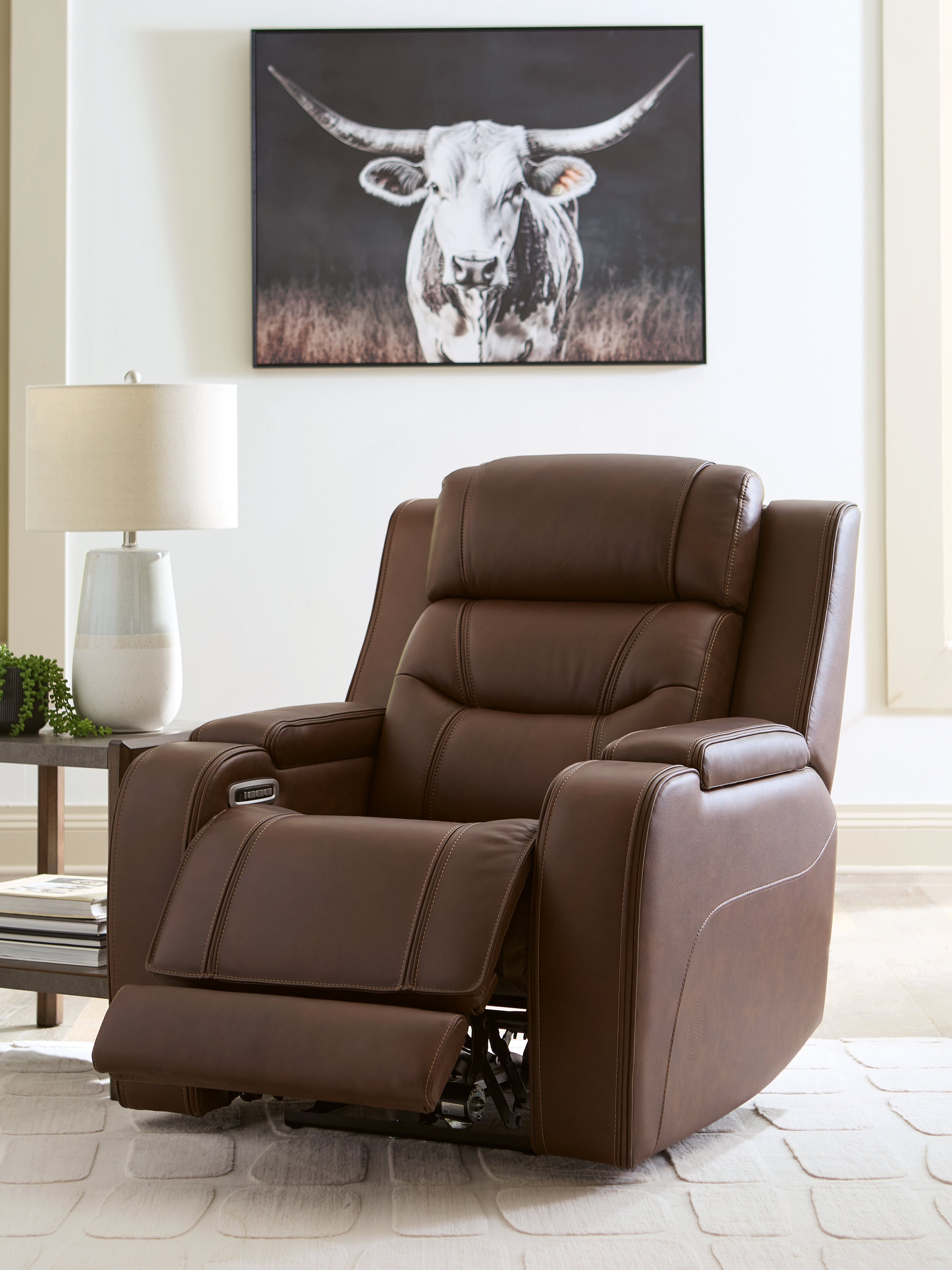 Knightington Brown Power Recliner with Audio Seating - PCU1160213A