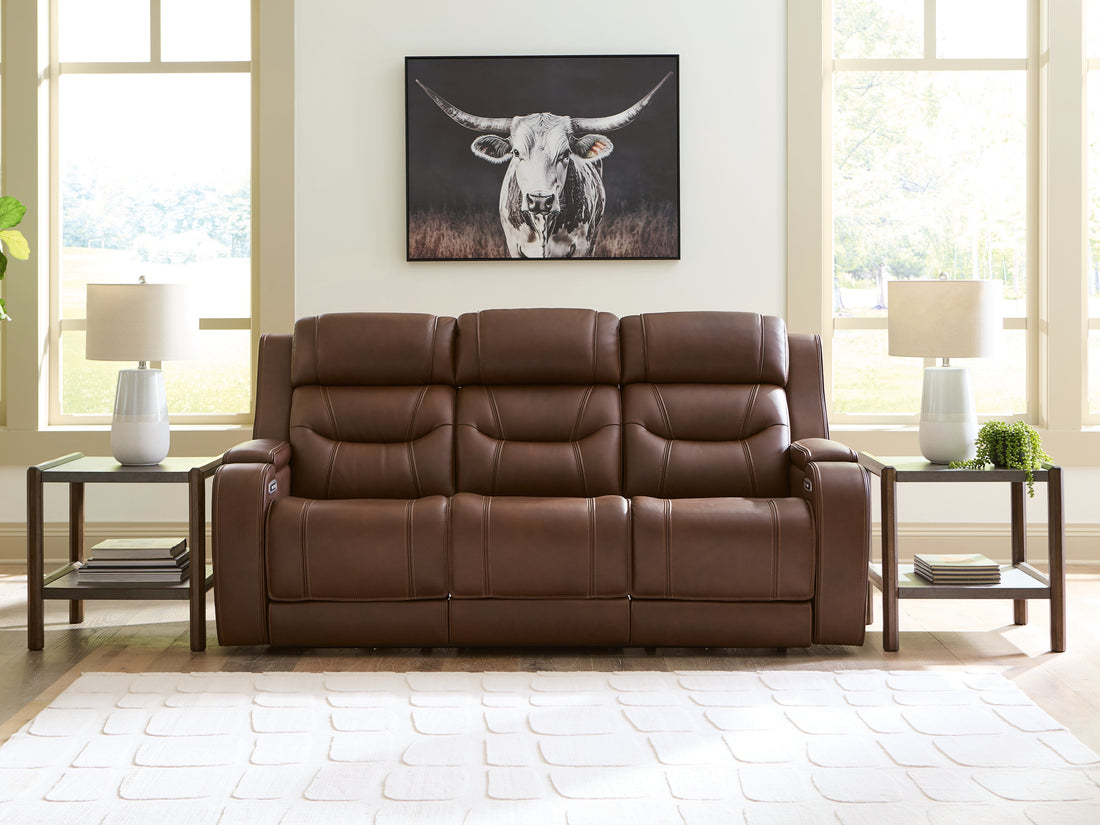 Knightington Brown Power Reclining Sofa with Audio Seating - PCU1160215A