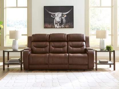 Knightington Brown Power Reclining Sofa with Audio Seating - PCU1160215A