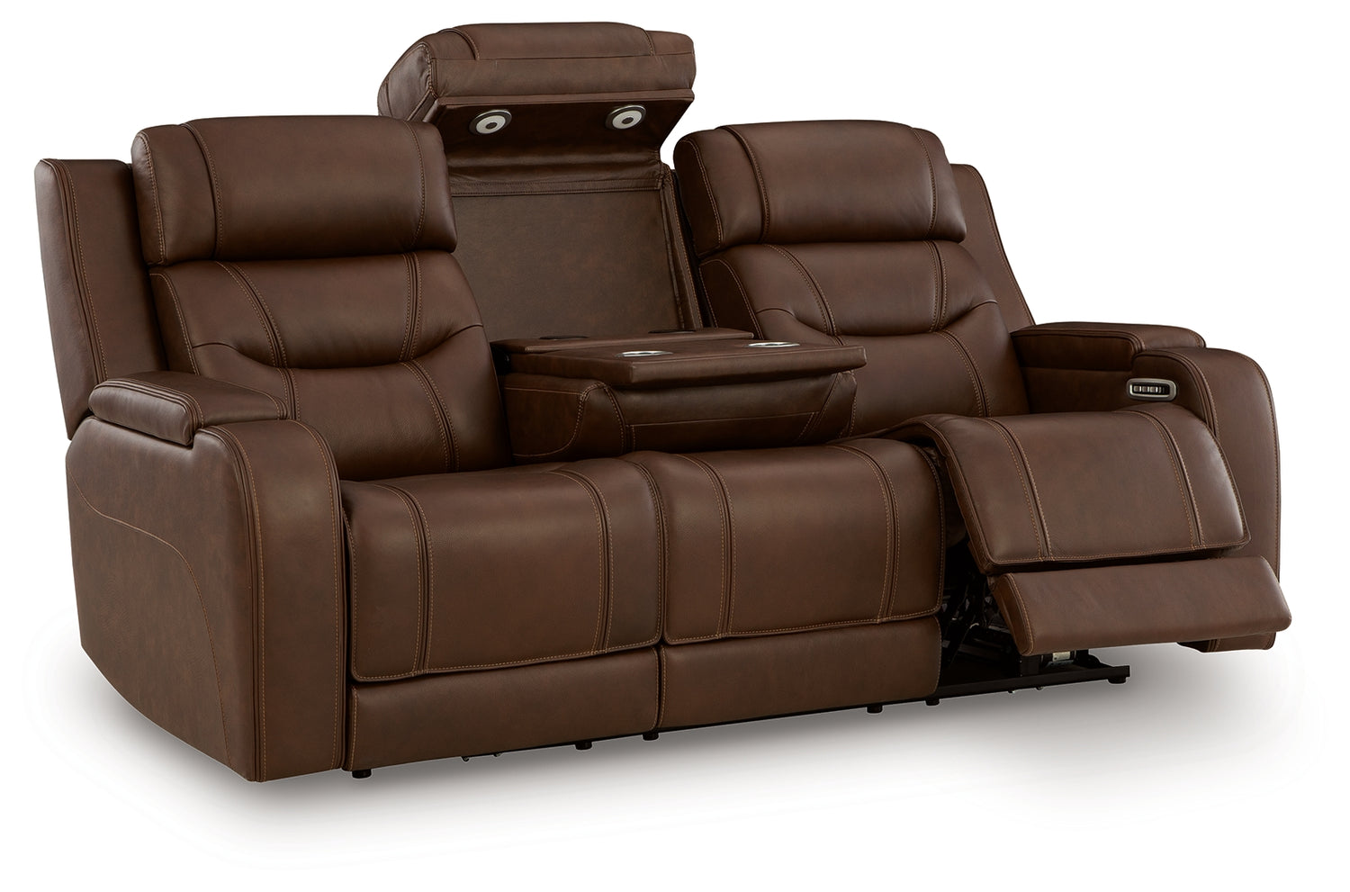 Knightington Brown Power Reclining Sofa with Audio Seating - PCU1160215A