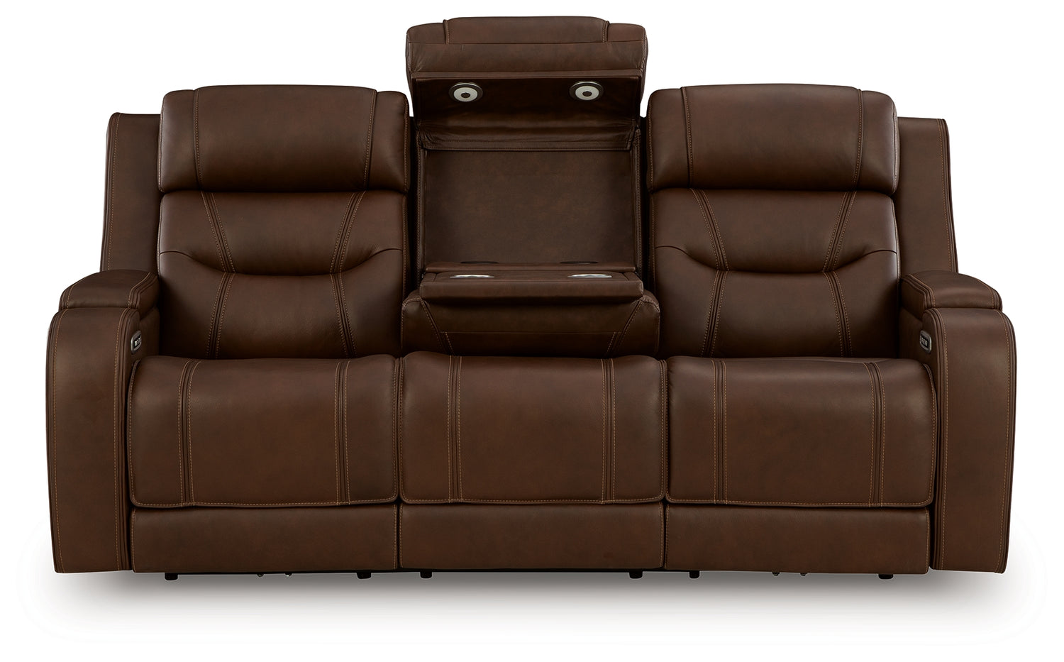 Knightington Brown Power Reclining Sofa with Audio Seating - PCU1160215A