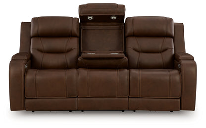 Knightington Brown Power Reclining Sofa with Audio Seating - PCU1160215A