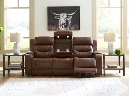 Knightington Brown Power Reclining Sofa with Audio Seating - PCU1160215A