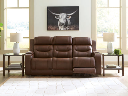 Knightington Brown Power Reclining Sofa with Audio Seating - PCU1160215A