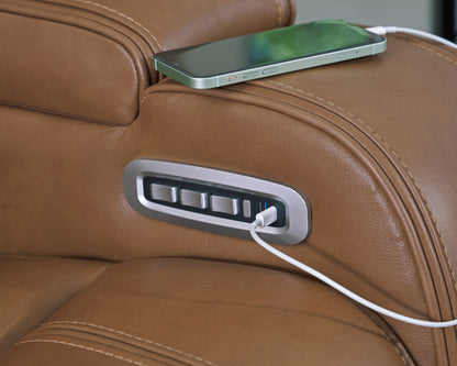 Knightington Caramel Power Recliner with Audio Seating - PCU1160013A