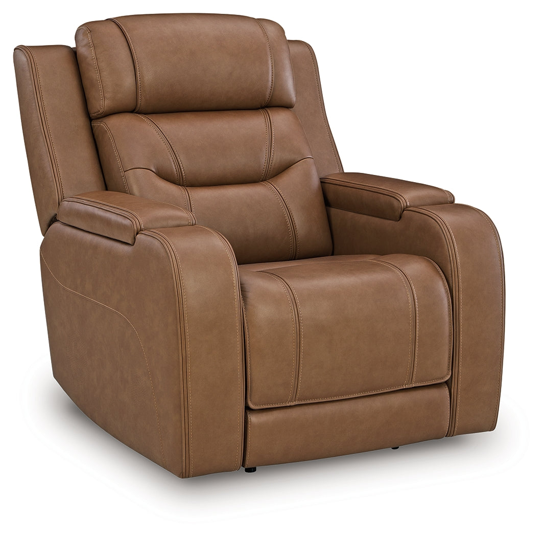 Knightington Caramel Power Recliner with Audio Seating - PCU1160013A