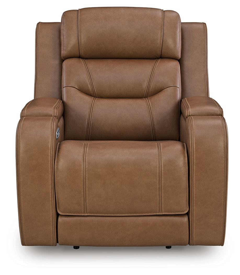 Knightington Caramel Power Recliner with Audio Seating - PCU1160013A