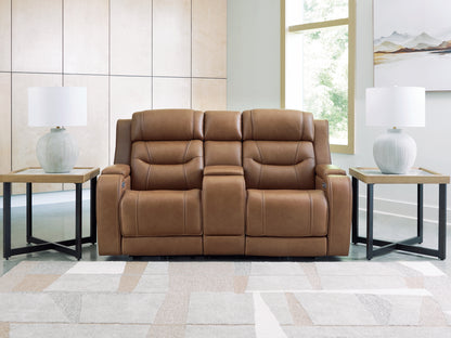 Knightington Caramel Power Reclining Loveseat with Audio Seating - PCU1160018A