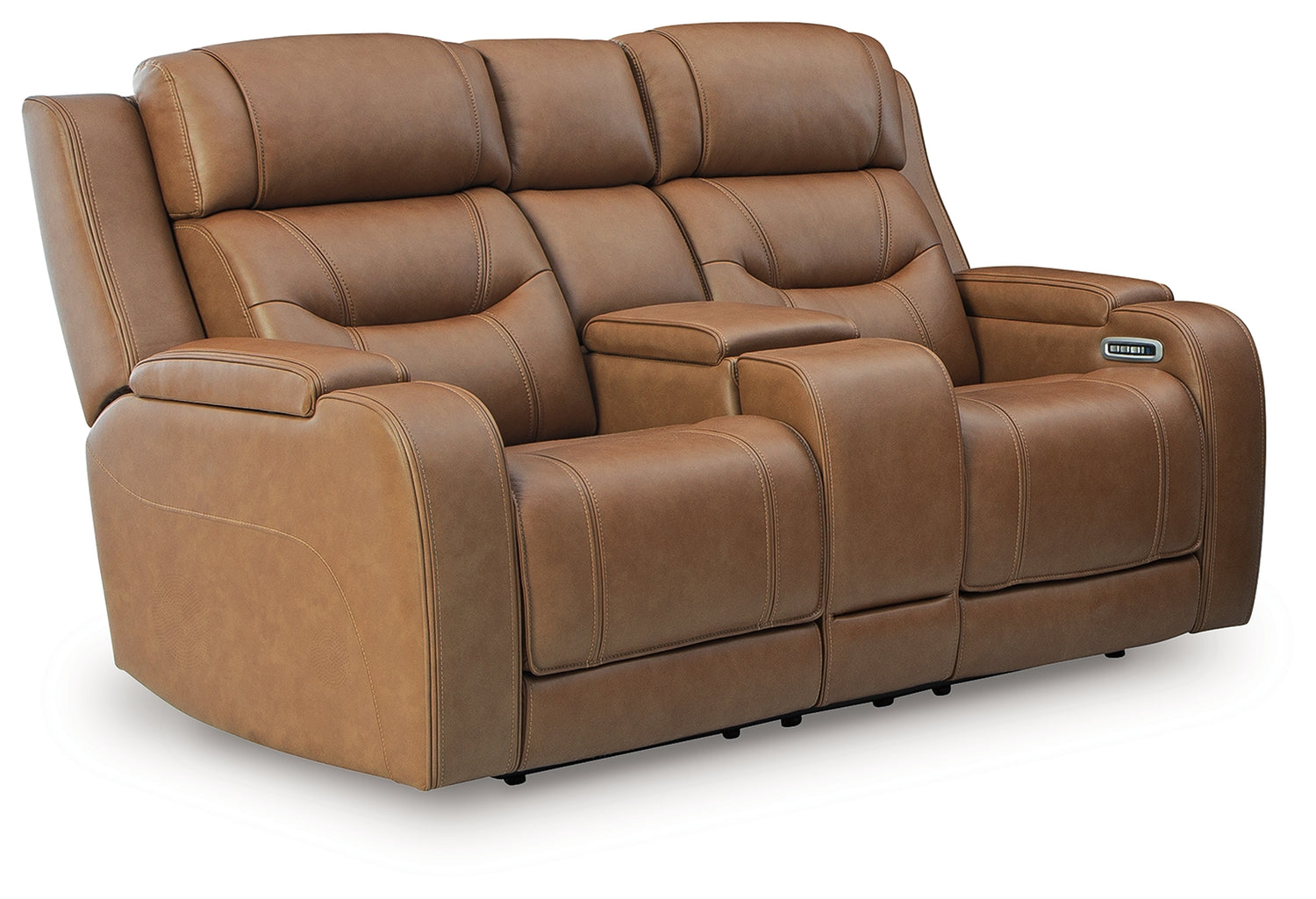 Knightington Caramel Power Reclining Loveseat with Audio Seating - PCU1160018A