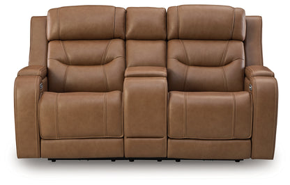 Knightington Caramel Power Reclining Loveseat with Audio Seating - PCU1160018A