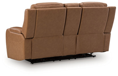 Knightington Caramel Power Reclining Loveseat with Audio Seating - PCU1160018A