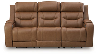 Knightington Caramel Power Reclining Sofa with Audio Seating - PCU1160015A