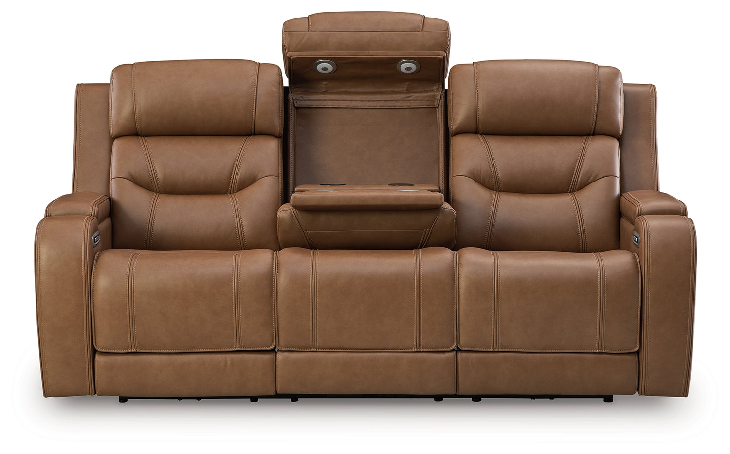 Knightington Caramel Power Reclining Sofa with Audio Seating - PCU1160015A