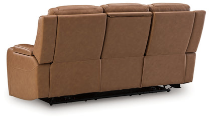 Knightington Caramel Power Reclining Sofa with Audio Seating - PCU1160015A