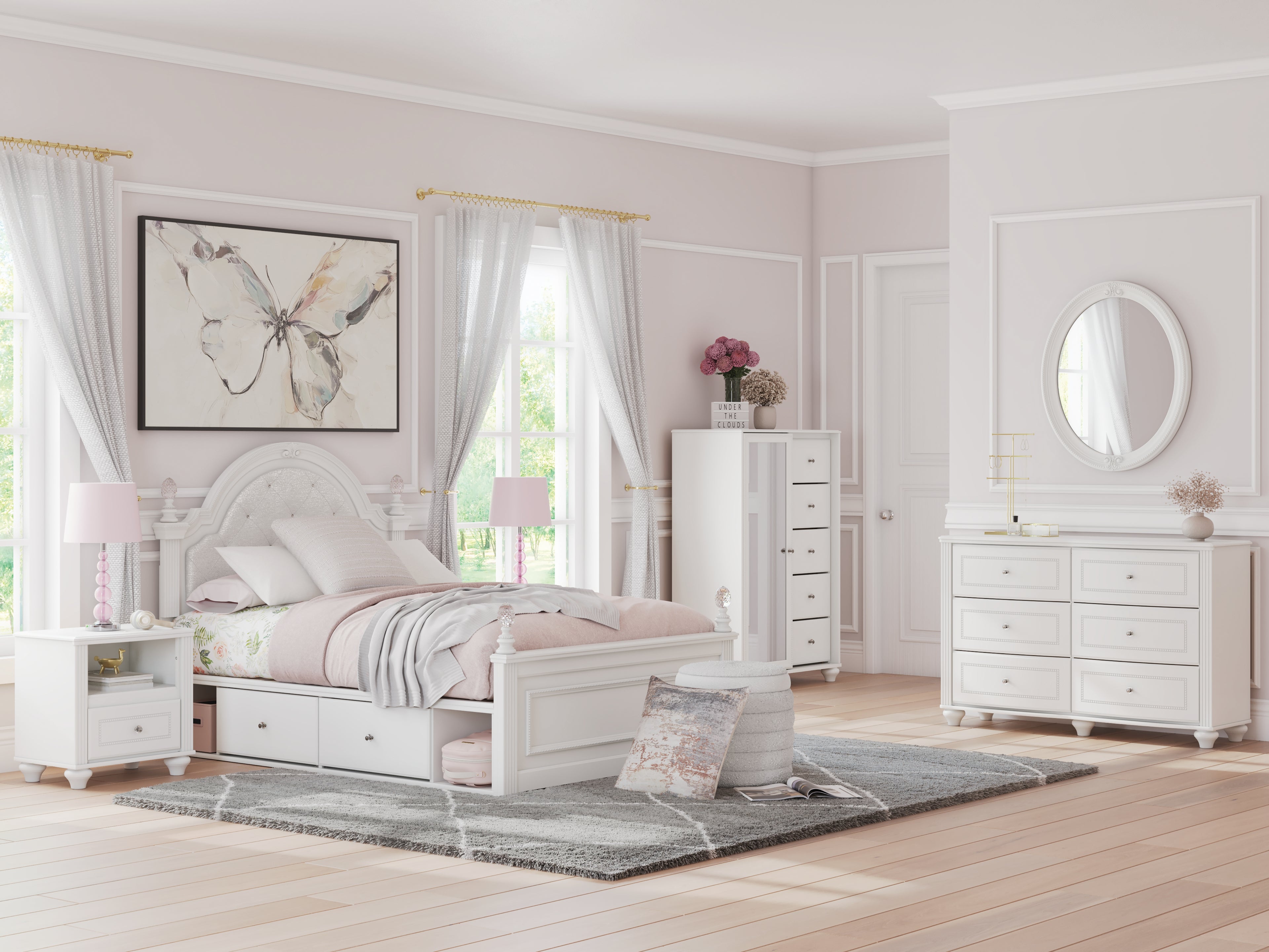 Kozlani White Dresser and Mirror - PCB1819B2