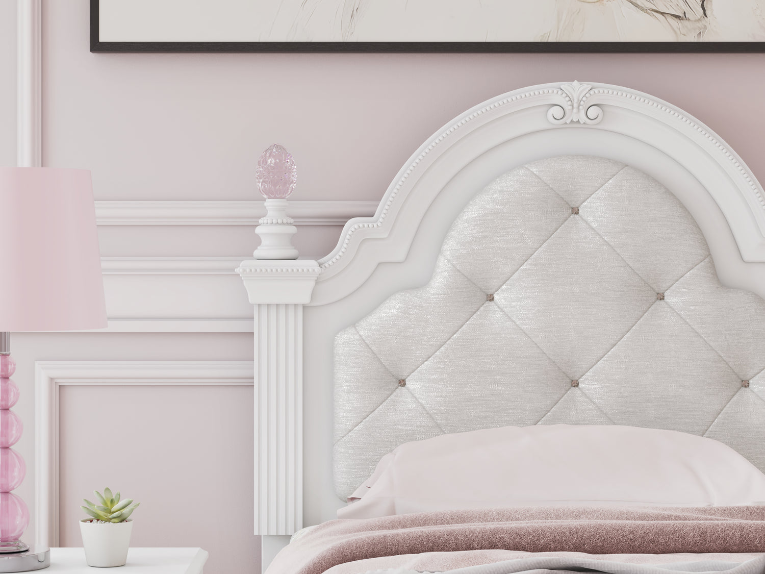 Kozlani White Twin Upholstered Panel Headboard - PCB1819-153