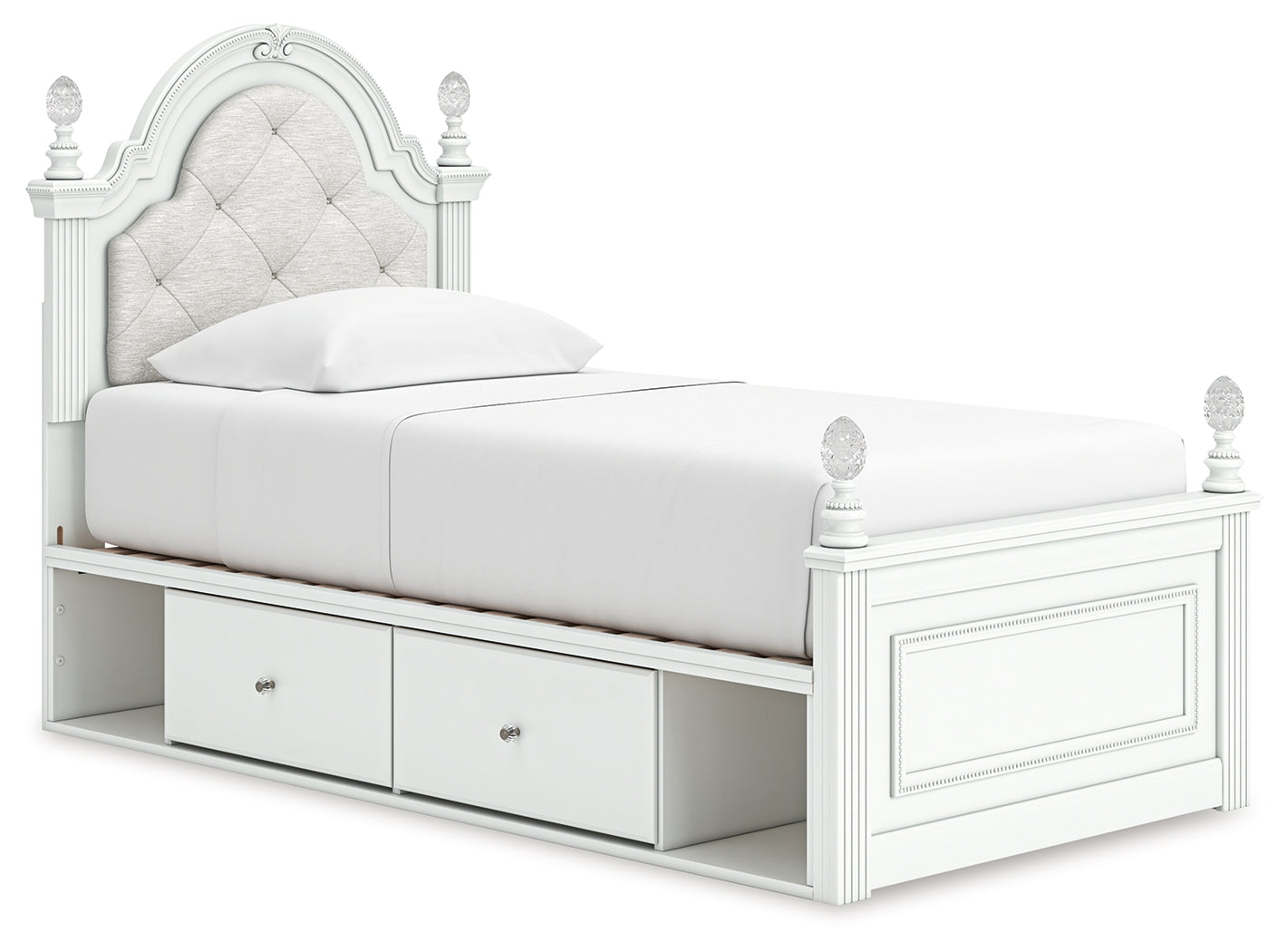 Kozlani White Twin Upholstered Panel Storage Bed - PCB1819B9