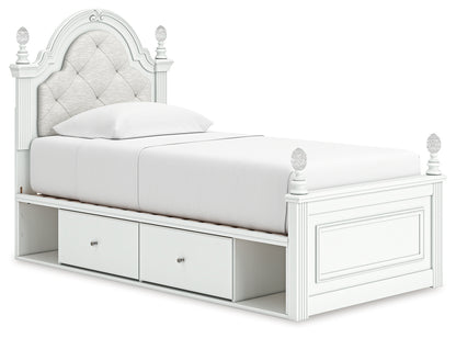 Kozlani White Twin Upholstered Panel Storage Bed - PCB1819B9