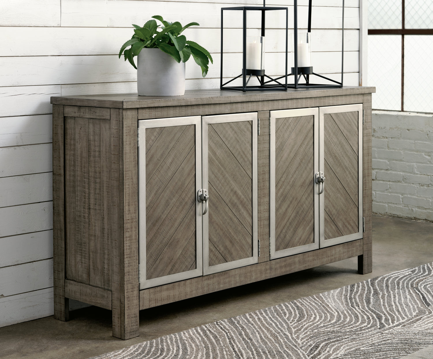 Krystanza Weathered Gray Dining Server - D766-60