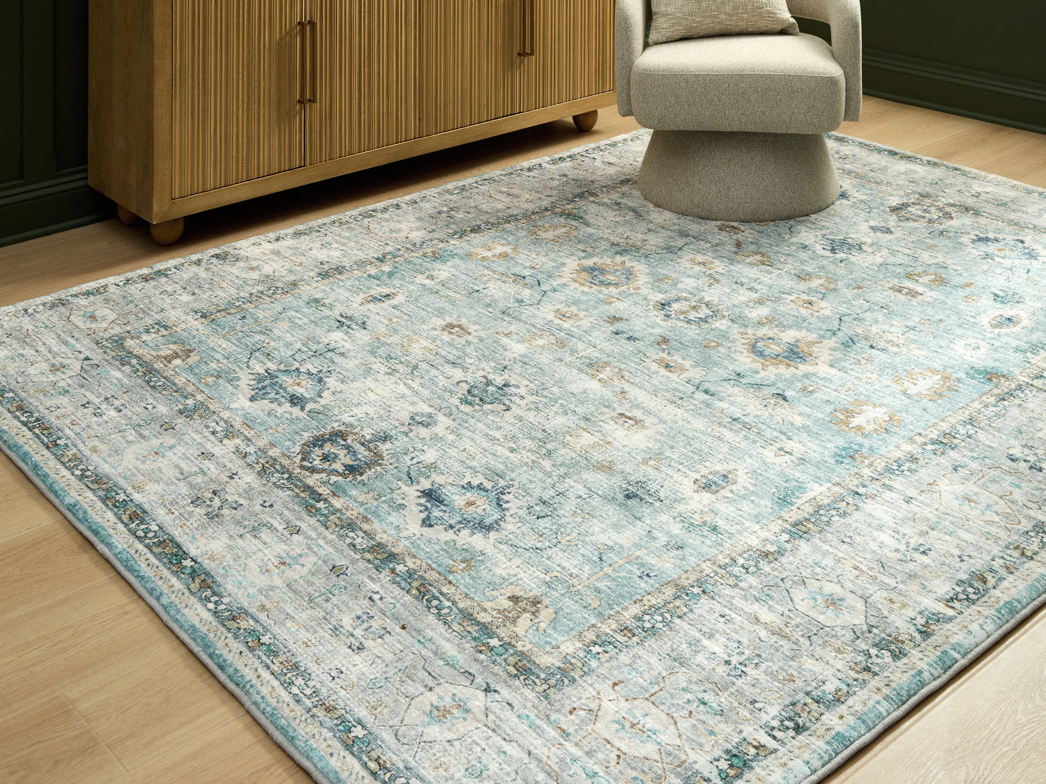 Ladstoney Teal/Beige/Ochre Large Rug - R407501