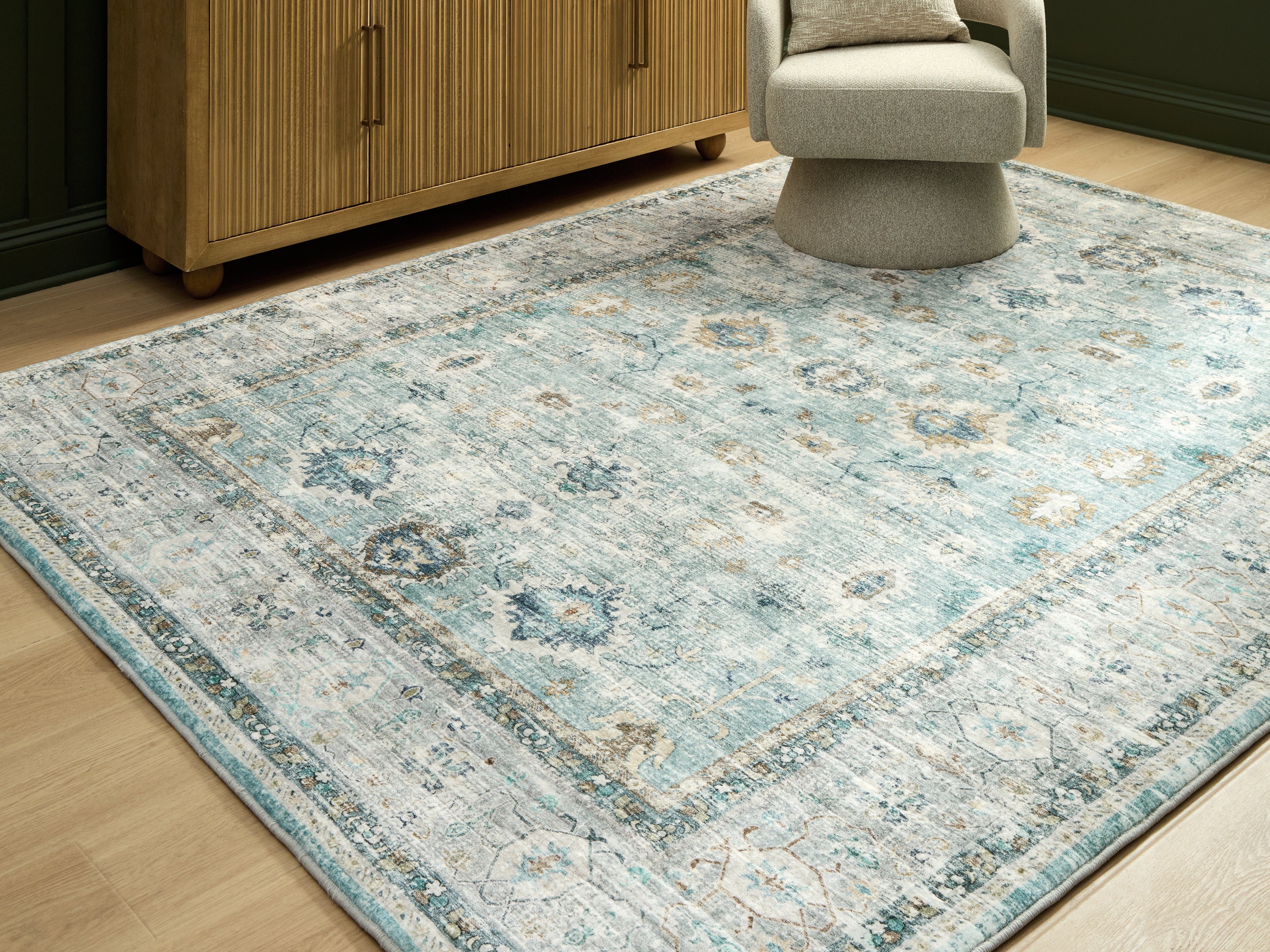 Ladstoney Teal/Beige/Ochre Large Rug - R407501