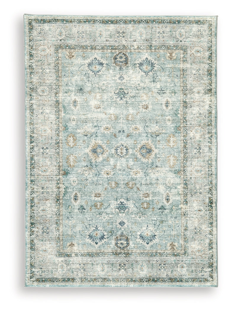 Ladstoney Teal/Beige/Ochre Medium Rug - R407502