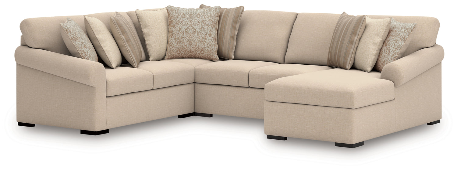 LadyMae Twill 4-Piece Sectional with Chaise - 59404S3