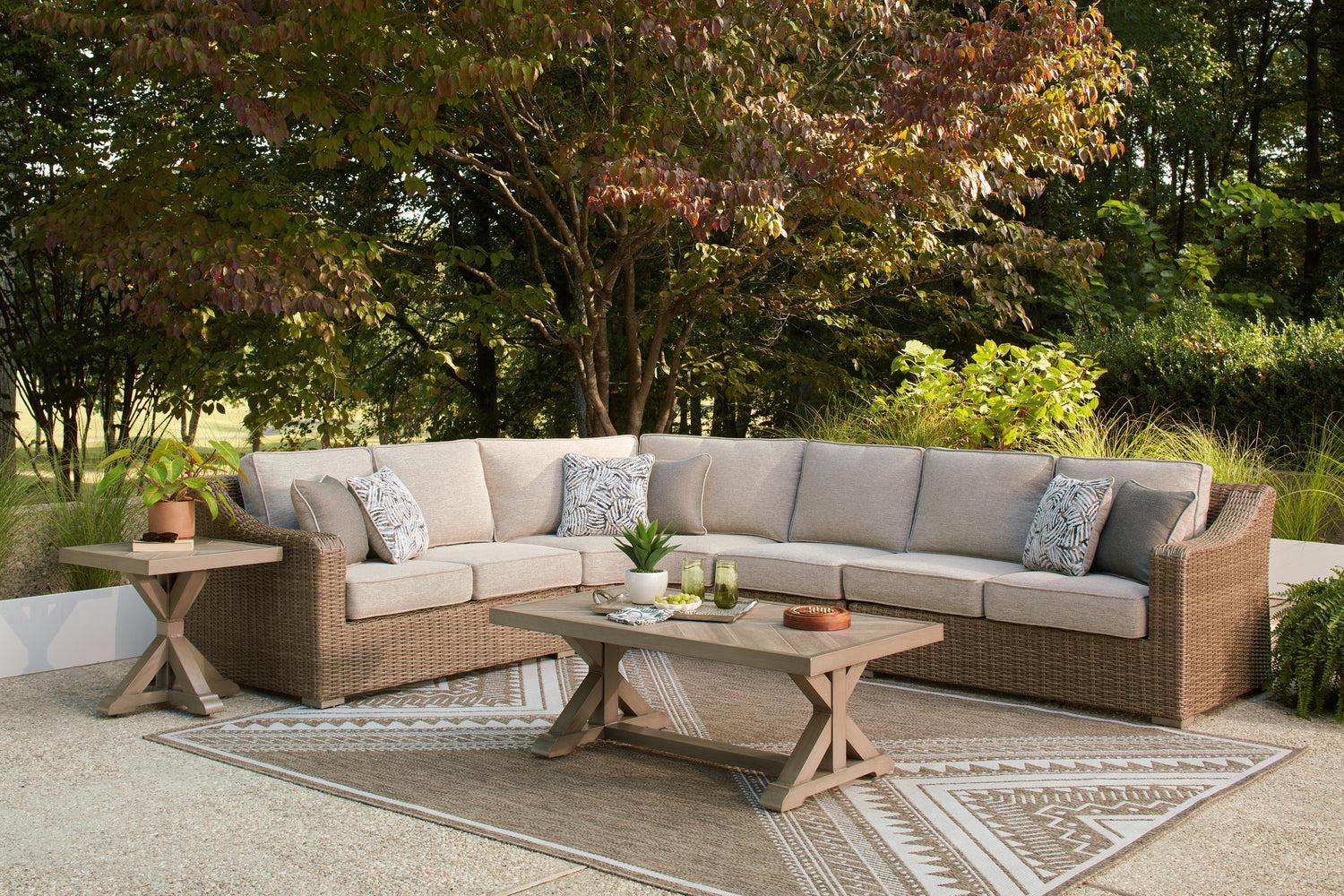 Laguna Heights Beige 4-Piece Outdoor Sectional - PCP790P2