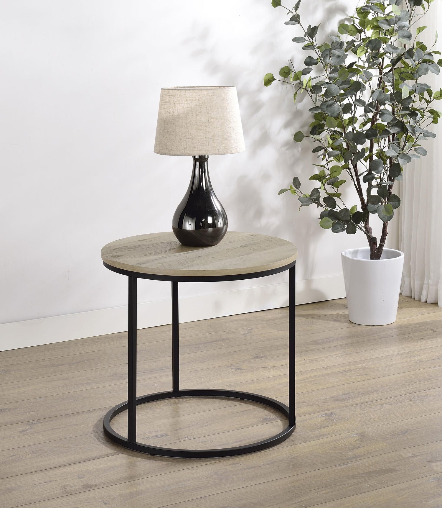 Lainey Round Occasional Side End Table Distressed Pine - 736047