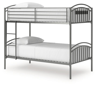 Lanceburg Gray Twin over Twin Bunk Bed and 2 Mattresses - PCB400B1